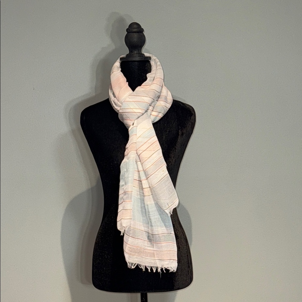 Elegant Striped Scarf in Soft Pastel Hues